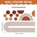 Detailliertes Maßlayout für Boho Sonne und Bogen Wandsticker Set mit 12 Teilen - 90*30cm*2pcs / Abstrakte Linien Punkte (CT8CZL60063T_R)