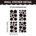 Dettaglio di un set con 67 adesivi da parete a pois neri divisi su 4 fogli - 20*30cm*4pcs / Nero