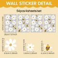 54-teiliges Set Fensteraufkleber mit weißen Gänseblümchen und Bienen für Kinderzimmer - Gänseblümchen und Bienen Stil (UV24Y11738S_T) / 20*30cm*4pcs