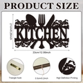 Decorazione da parete nera per cucina con sagome di posate e motivi floreali in legno - Stile Testo Cucina (Y81440Q)