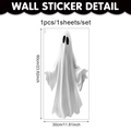 Detail showing 3D white ghost wall sticker dimensions 60cm by 30cm for Halloween decor - 3D Ghost Style C (UV24Y12396S_R) / 60*30cm