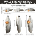 Dimensioni dettagliate degli adesivi Halloween per vetri con fantasmi bianchi e zucche - 90x43cm Tre Pezzi / Motivo Fantasma (24Y12332)