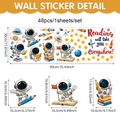 Detaillierte Maße der Astronauten-Wandtattoos Set mit Raketen- und Planetenaufklebern - Weltraum Lese Thema (UV24Y12600T_R) / 90*30cm
