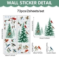 Detaillierte Größenangaben für PVC-Wandaufkleber mit Kardinalvögeln und Tannenzweigen - Roter Kardinal und Schneezeder (UV24Y12592T_R) / 90x30cm 2 Blatt