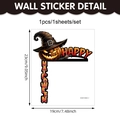 Halloween pumpkin wall sticker with wizard hat and Happy Halloween text, 23x19 cm - Happy Halloween Pumpkin Wizard Hat (UV24Y12454T_T)