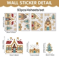 Detailweergave van PVC-stickers met peperkoekhuis en sneeuwvlokken met exacte afmetingen - Peperkoekhuis en Sneeuwvlokken Stijl (UV24Y12611S_T)