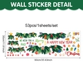 53-teiliges Weihnachts-Wandtattoo-Set mit Tannenzweigen und Frohe Weihnachten Text - Weihnachtskiefer und Glocken (CT24Y12717T_R) / 90x30cm