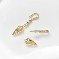 Macro detail of 14k gold-plated heart clasp with marquise cubic zirconia for DIY jewelry - 18K Gold Individual Price (D4746)