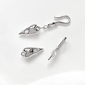 Macro detail of silver heart-shaped toggle clasp with cubic zirconia for DIY jewelry - White Gold Individual Price (D4746)