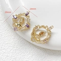 Macro view of vintage gold-plated relief pendant with purple zirconia, size 29x24mm - 18K Gold