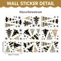 Set aus 9 goldenen Weihnachtsbaum-Fensteraufklebern mit 90 Schneeflocken-Motiven - Mehrblatt-Kombinationsspezifikationen / Gold