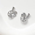 Detailed view of silver rabbit flower charm base for DIY jewelry making and pearl mounting - White Gold Rabbit Style