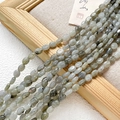 Close-up of polished labradorite oval beads on rustic linen for DIY jewelry making - 1 Piece / Grey Green Style (4#)