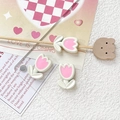 Detailed view of pink resin tulip charms for DIY jewelry and accessories crafting - Pink (1# Unit Price)