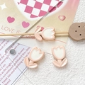 Macro view of pink tulip resin charms for DIY jewelry making and phone case accessories - Soft Pink (2# Single Price)