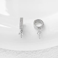 Silberne Ohrhaken mit Zirkonia-Mikropavé und Perlenstecker für DIY-Schmuckherstellung - 2# Einzelpreis / Weißgold
