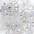 Macro shot of iridescent acrylic bubble beads with AB neon luster for DIY jewelry making - Aurora White (1# Single Price)