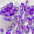 Macro detail of iridescent purple acrylic beads with metallic aurora finish for DIY crafts - Grape Purple (3# Single Price)