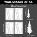 Kerst raamstickers set met 91 witte dennenboom silhouetten en sneeuwvlokken decor - UV24Y12533S_T (4 Vellen)