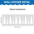 Witte Scandinavische bos raamstickers met 82 stuks dennenbomen en sneeuwvlokken - UV8LCZ90143S_R (90*30cm)
