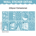 Christmas window cling set including 10 sheets and 206 pieces of white and blue snowflake decals - Holiday Wishes (UV24Y12798S_T) / 20x30cm x 10 Sheets