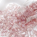 Detailed macro view of cream iridescent 6mm glass bugle beads for DIY jewelry making - 8# Light Pink Iridescent