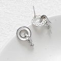 Macro view of S925 silver double-circle earring settings with mop and pearl cup components - White Gold