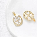 Macro detail of 14k gold plated cross charms with white zircon stones for jewelry making - 18K Gold