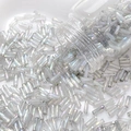 Iridescent cream bugle beads with metallic rainbow finish for DIY jewelry crafts - 9# Pale Blue Iridescent