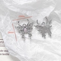 Detailed view of silver butterfly pendant with purple drop stone and crystal accents - Lavender Gem Butterfly Pendant (6#)