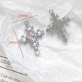Detail of silver cross pendant with pink gemstone and pearls for DIY jewelry making - Pink Gem Pearl Cross Pendant (16#)