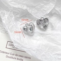 Silver heart pendant with crystal detail and 16x16mm dimensions for jewelry making - Clear Gem Heart Pendant (19#)