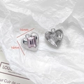 Macro detail of silver heart pendant with pink gemstone and honeycomb texture, 16mm size - Pink Gem Heart Pendant (20#)