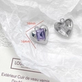 Detail of heart-shaped silver metal pendant with purple gemstone and 16mm size guide - Purple Gem Heart Pendant (21#)