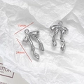 Detail of silver bow pendant with 15mm and 24mm dimensions on white background - Ribbon Style Silver Bow (27#)