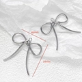 Silver bow pendant dimensions showing 46mm width and 34mm height for DIY jewelry - Fluid Ribbon Silver Bow (34#)