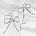 Silver bow pendant DIY jewelry component with polished finish and 46mm width dimensions - Streamlined Silver Bow (35#)