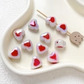 Detail of iridescent white heart acrylic beads for DIY jewelry and accessory making - Universal Specification / Aurora White Red Heart (1#)