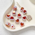 Macro detail of lavender translucent heart acrylic beads for DIY jewelry and crafts - Universal Specification / Aurora Purple Red Orange Heart (2#)