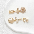 Detail of 18k gold plated camellia clasp with pink zircons for DIY jewelry making - White Style (1# 18K Gold, Price per Piece)