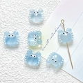 Close-up of light blue cartoon crab charms with white dots for DIY jewelry making - Light Blue (4#)