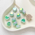 Iridescent green heart-shaped acrylic beads with side holes for DIY jewelry making - Universal Specification / Iridescent Green (4#)