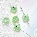 Macro detail of cute green glass crab beads with white polka dots for DIY jewelry making - Green (7#)