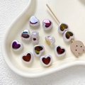 Macro shot of iridescent heart-shaped acrylic beads for DIY jewelry and crafts - Universal Specification / Aurora Multi-color (6#)