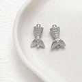 Vue macro des pendentifs queue de sirène en argent et zircon pour bijoux DIY - Style Queue de Sirène Argentée (4#)