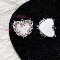 Details von silbernen Dornenherz-Anhängern mit rosa Marmorharz für DIY-Schmuckherstellung - Rosa Dornen Herz (8#)