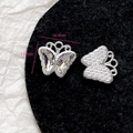 Silberner Schmetterlingsanhänger mit Kristallen, Vorder- und Rückseite für DIY Schmuck - Klarsicht Strass Schmetterling (14#)