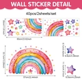 Bohemian watercolor rainbow and stars wall sticker set with detailed size dimensions - 30x60cm 2 Sheets / Colorful