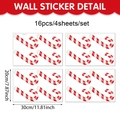 Detail view of 16-piece candy cane Christmas wall decals with specific size dimensions - 20*30cm*4 Sheets / UV8ZWL80158T_T