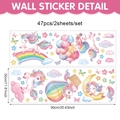 Detalle de vinilos infantiles de unicornio 47 piezas con arcoíris y la luna - Grande